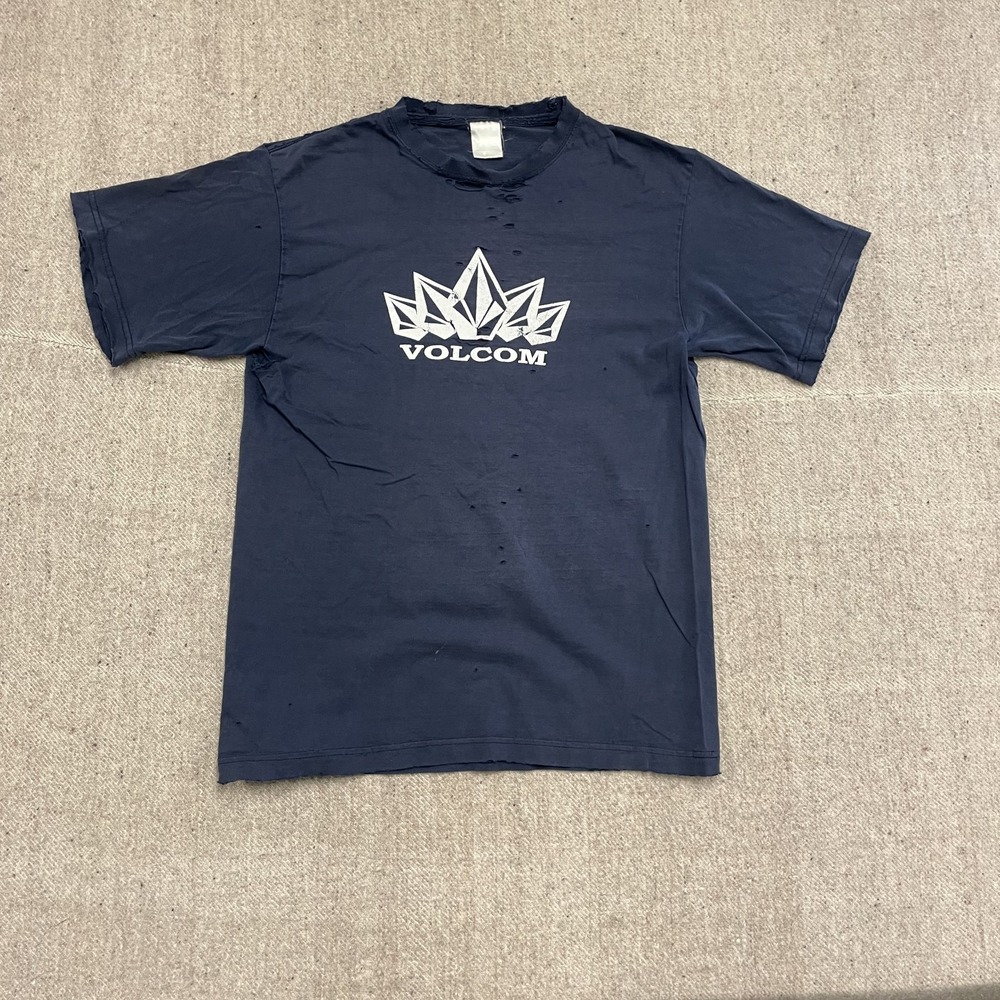 Vintage Distressed Graphic T Shirt Men Medium Blue 1990s Volcom
